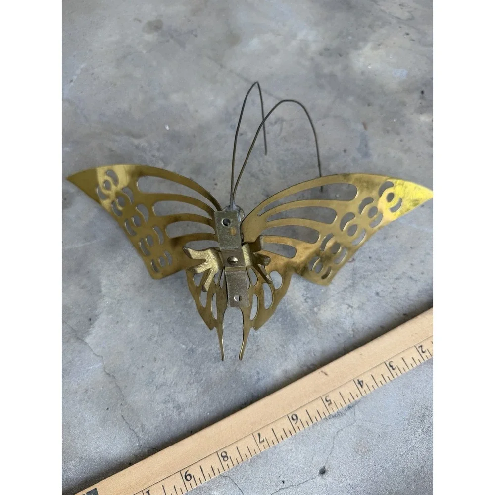 vintage 1970s brass butterfly wall Art  decor Set Of 2 Made In Korea